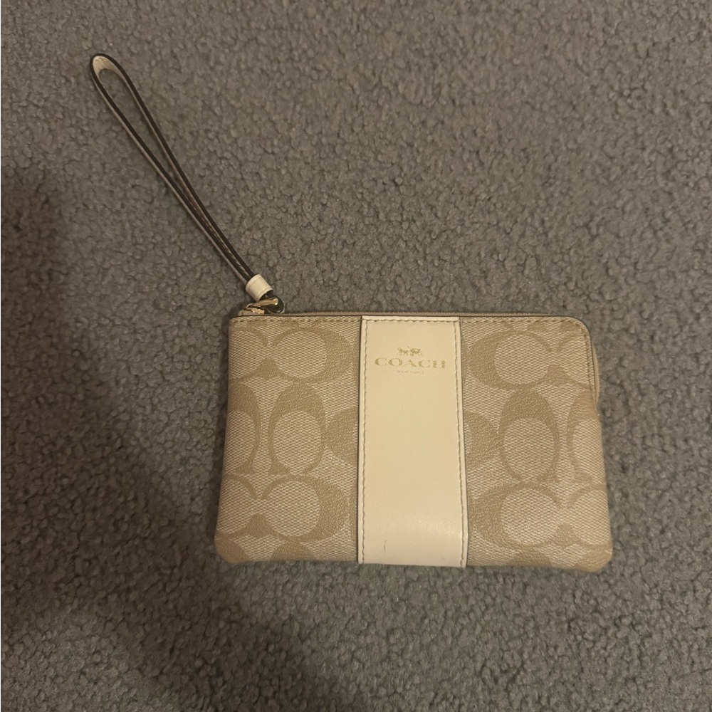 Coach Beige and Cream Wristlet